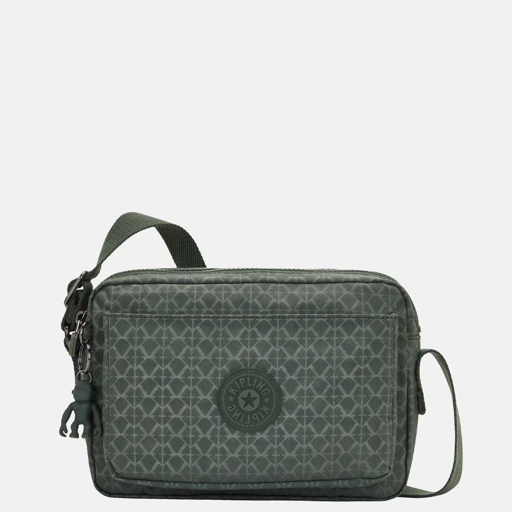 Kipling Abanu schoudertas M signature green emb bij Duifhuizen